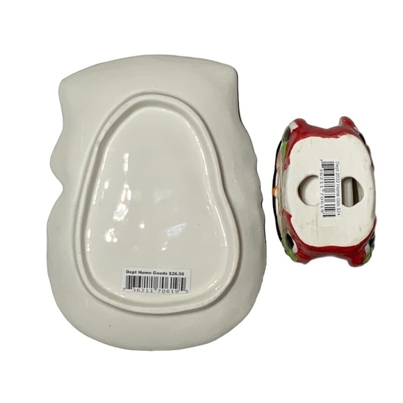 Snowman Kitchen Hand Painted Set Christmas Ceramic Dish Tray Napkin Holder 2 PC - Picture 10 of 15